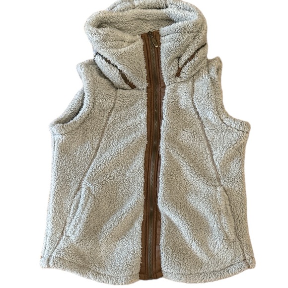 IS APPAREL Excellent condition cozy vest hoodie light tan Sz XL - Picture 1 of 7